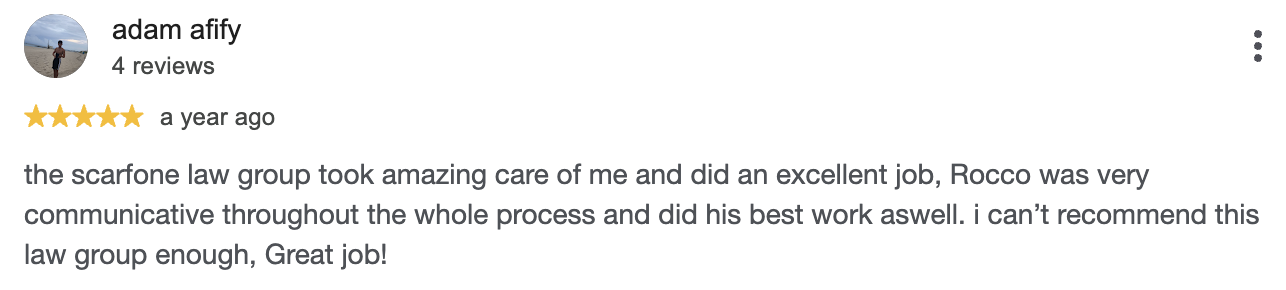 Google review from adam afify, 5 stars
