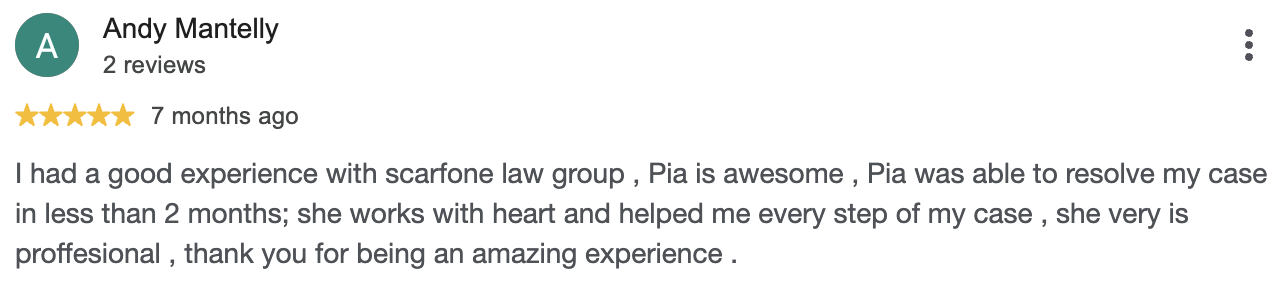 Google review from Andy Mantelly, 5 stars