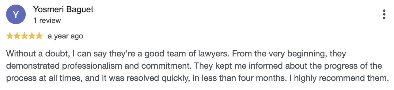 Google review from Yosmeri Baguet, 5 stars